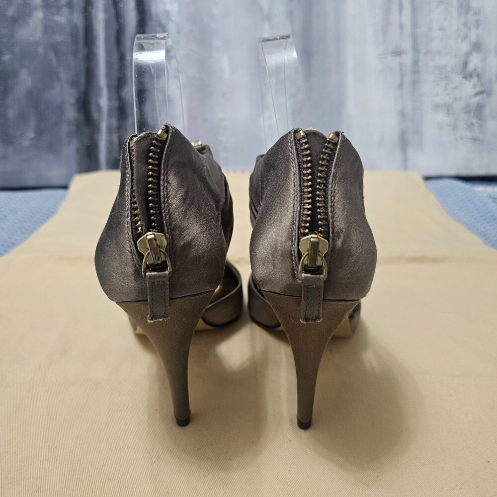 Nine West Bronze & Gold Rhinestone Strappy High Heels - Size 6 - Picture 5 of 7